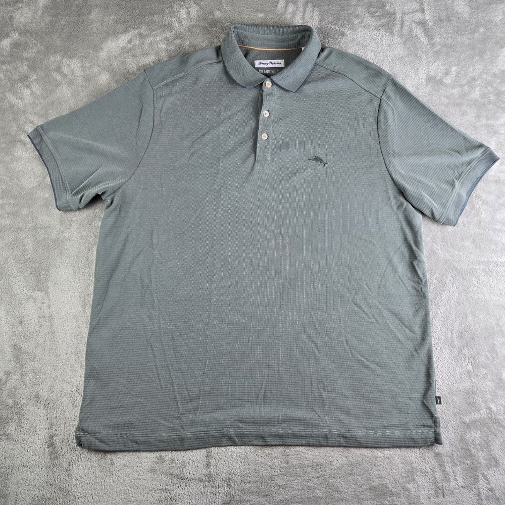 Tommy Bahama Polo Shirt Mens Xl Green Textured Island Zone Casual Golf Resort